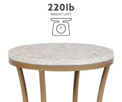 Globa Designs White & Gold Capiz Mosaic Beehive Accent Table -FurniHub Store 810543194 M0 4