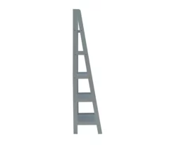 Boston Gray 5-Shelf Wooden Ladder Bookcase -FurniHub Store 810543216 5