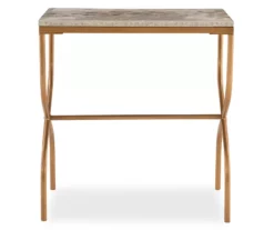 Global Designs Gold Geometric Capiz Mosaic Fish Pattern Accent Table -FurniHub Store 810543217 3