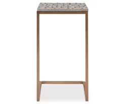 Global Designs Gold Geometric Capiz Mosaic Fish Pattern C Accent Table -FurniHub Store 810543218 3