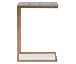 Global Designs Gold Geometric Capiz Mosaic Fish Pattern C Accent Table -FurniHub Store 810543218 5