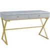 Glam Gray & Gold 2-Drawer Campaign Desk -FurniHub Store 810543219 A0 1