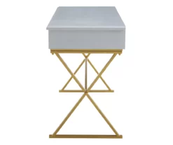 Glam Gray & Gold 2-Drawer Campaign Desk -FurniHub Store 810543219 A1 3