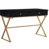Glam Black & Gold 2-Drawer Campaign Desk -FurniHub Store 810543220 1