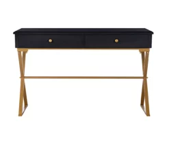 Glam Black & Gold 2-Drawer Campaign Desk -FurniHub Store 810543220 3