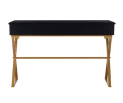 Glam Black & Gold 2-Drawer Campaign Desk -FurniHub Store 810543220 4