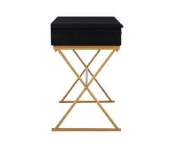 Glam Black & Gold 2-Drawer Campaign Desk -FurniHub Store 810543220 5