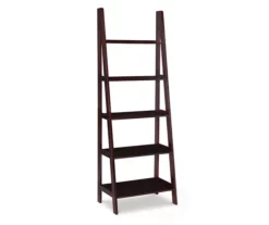 Boston Espresso 5-Shelf Wooden Ladder Bookcase -FurniHub Store 810543223 1