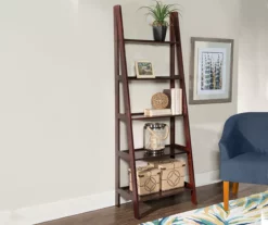 Boston Espresso 5-Shelf Wooden Ladder Bookcase -FurniHub Store 810543223 2