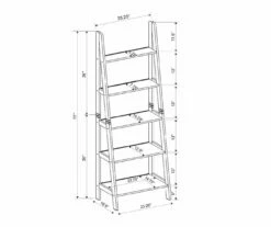 Boston Espresso 5-Shelf Wooden Ladder Bookcase -FurniHub Store 810543223 A8