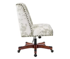 Austin Brown Linen Cow Print Office Chair -FurniHub Store 810543224 A2 3