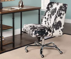 Austin Black Cow Print Draper Swivel Office Chair -FurniHub Store 810543226 2