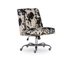 Austin Black Cow Print Draper Swivel Office Chair -FurniHub Store 810543226 4