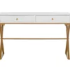 Glam White & Gold 2-Drawer Campaign Desk -FurniHub Store 810543228 A0 2