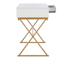 Glam White & Gold 2-Drawer Campaign Desk -FurniHub Store 810543228 A0 7