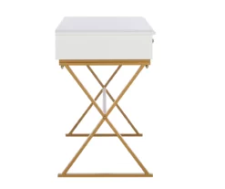 Glam White & Gold 2-Drawer Campaign Desk -FurniHub Store 810543228 A1 3
