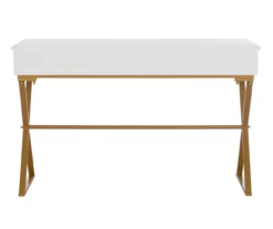 Glam White & Gold 2-Drawer Campaign Desk -FurniHub Store 810543228 A4 5