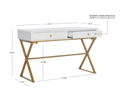 Glam White & Gold 2-Drawer Campaign Desk -FurniHub Store 810543228 D8 12