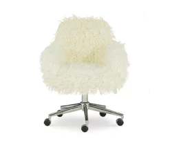 Coralie Faux Fur Cushioned Swivel Office Chair -FurniHub Store 810543229 3