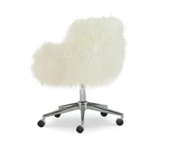Coralie Faux Fur Cushioned Swivel Office Chair -FurniHub Store 810543229 4