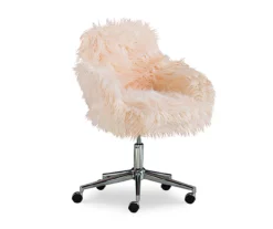Coralie Faux Fur Cushioned Swivel Office Chair -FurniHub Store 810543230 1