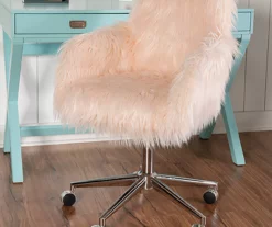 Coralie Faux Fur Cushioned Swivel Office Chair -FurniHub Store 810543230 2