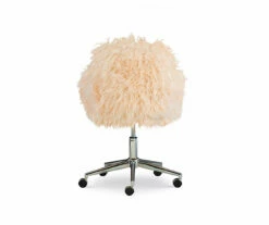 Coralie Faux Fur Cushioned Swivel Office Chair -FurniHub Store 810543230 5