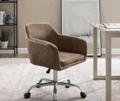 Kodi Brown Faux Leather Swivel Office Chair 8 Kodi Brown Faux Leather Swivel Office Chair -FurniHub Store 810543243 2