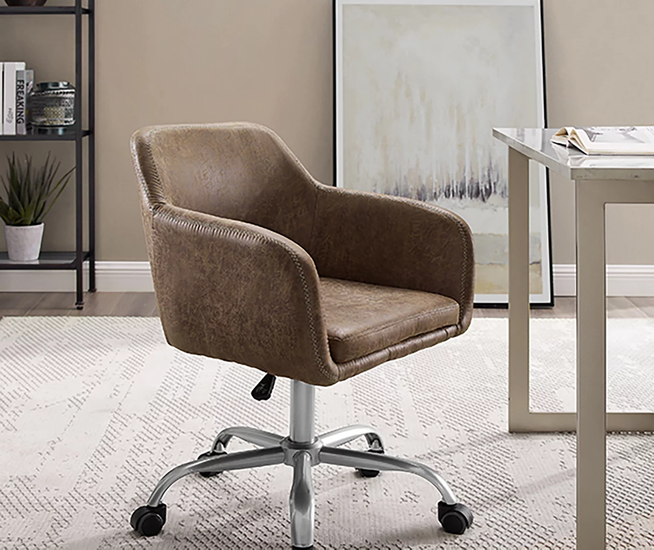 Kodi Brown Faux Leather Swivel Office Chair 4 Kodi Brown Faux Leather Swivel Office Chair - Image 2