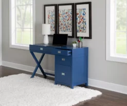 Kari Royal Blue 4-Drawer Office Desk -FurniHub Store 810543245 A0 7