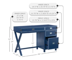 Kari Royal Blue 4-Drawer Office Desk -FurniHub Store 810543245 D8 12