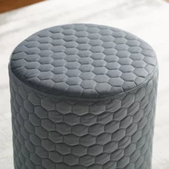 Royal Gray Quilted Ottoman With Silver Base 11 Royal Gray Quilted Ottoman With Silver Base -FurniHub Store 810543261 4