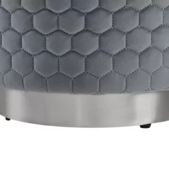 Royal Gray Quilted Ottoman With Silver Base 12 Royal Gray Quilted Ottoman With Silver Base -FurniHub Store 810543261 5