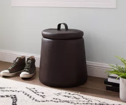 Jenna Faux Leather Tapered Storage Accent Stool -FurniHub Store 810543279 2