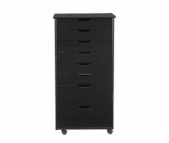 Craft Mate Black Wood 8-Drawer Rolling Storage Cart -FurniHub Store 810543294 3