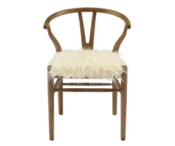 Emmitt Gray & Brown Faux Fur Wishbone Chair 17 Emmitt Gray & Brown Faux Fur Wishbone Chair -FurniHub Store 810543298 A0 2