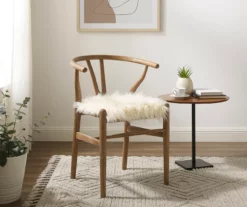Emmitt Gray & Brown Faux Fur Wishbone Chair 14 Emmitt Gray & Brown Faux Fur Wishbone Chair -FurniHub Store 810543298 A0 8