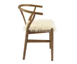 Emmitt Gray & Brown Faux Fur Wishbone Chair 18 Emmitt Gray & Brown Faux Fur Wishbone Chair -FurniHub Store 810543298 A1 3