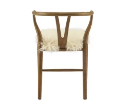 Emmitt Gray & Brown Faux Fur Wishbone Chair 19 Emmitt Gray & Brown Faux Fur Wishbone Chair -FurniHub Store 810543298 A2 5