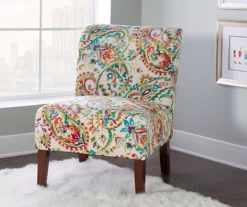 Danna Multicolor Upholstered Paisley Curved Back Slipper Chair -FurniHub Store 810543301 6