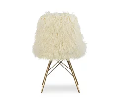Layton Cream & Gold Faux Fur Chair -FurniHub Store 810543311 4