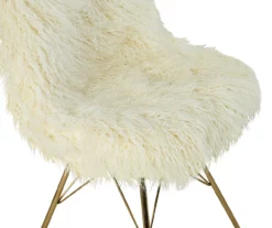 Layton Cream & Gold Faux Fur Chair -FurniHub Store 810543311 5