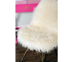 Layton Cream & Gold Faux Fur Chair -FurniHub Store 810543311 6