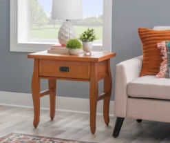 Denver Antique Pine 1-Drawer Curved Leg End Table -FurniHub Store 810543318 A0 8