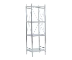 Hawkins Chrome & Glass 4-Tier Shelf 9 Hawkins Chrome & Glass 4-Tier Shelf -FurniHub Store 810543325 5