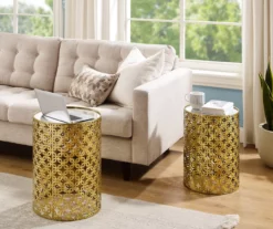 Asher Gold 2-Piece Pierced Metal Nesting Table Set -FurniHub Store 810543376 A0 5