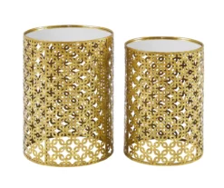 Asher Gold 2-Piece Pierced Metal Nesting Table Set -FurniHub Store 810543376 A1 2