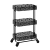 Mabry Black 3-Tier Pierced Floral Rolling Cart -FurniHub Store 810543382 1