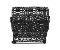 Mabry Black 3-Tier Pierced Floral Rolling Cart 10 Mabry Black 3-Tier Pierced Floral Rolling Cart -FurniHub Store 810543382 5