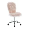 Comfort Home Blush Pink Faux Fur Swivel Chair -FurniHub Store 810543388 1